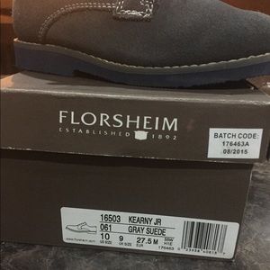16503 061 Boys Florsheim Kearny Jr Gray Suede Lace Up Oxfords